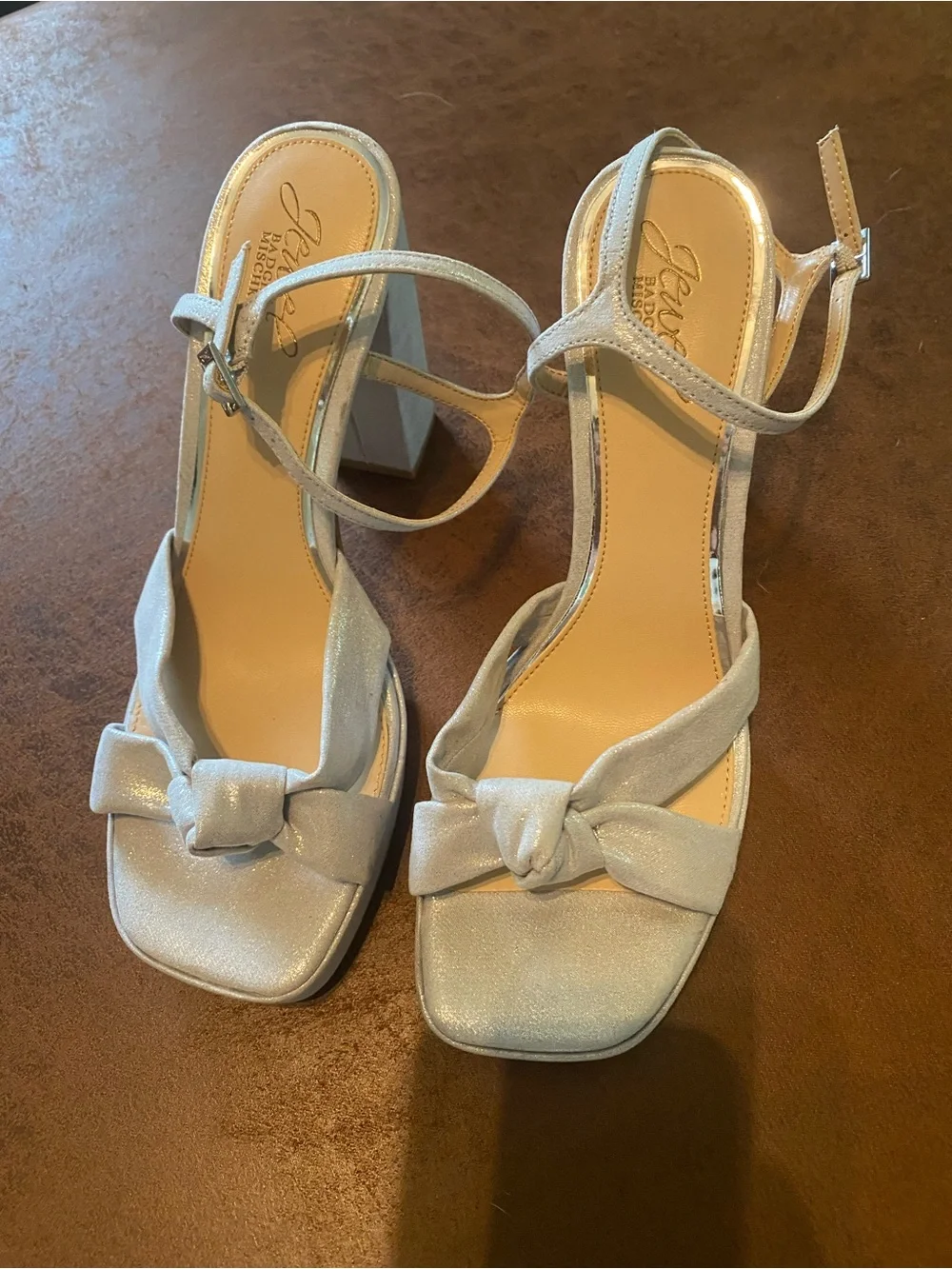 Badgley Mischka Silver Knot Platform Block Heels